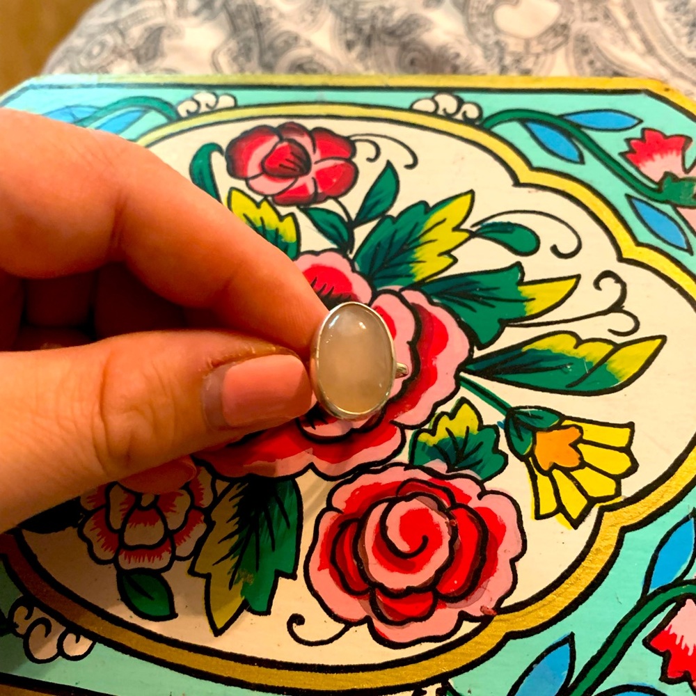 Genuine Rose Quartz Ring Sterling Silver